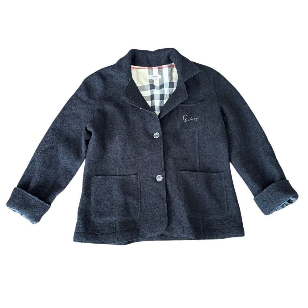 Burberry Jacket Coat Wool Button Black 12 Year/152 CM